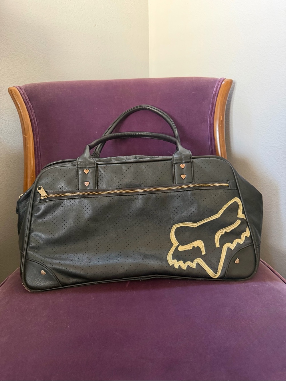 Fox Racing Gold Digga Black Small Travel Duffle shoulder bag Y2K